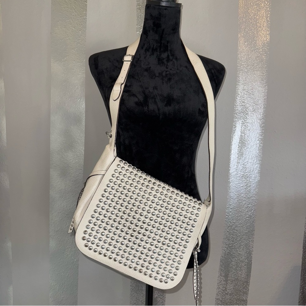 Coach Purse Studded White Leather Crossbody Bag Vintage‎ Y2K Biker Chic
